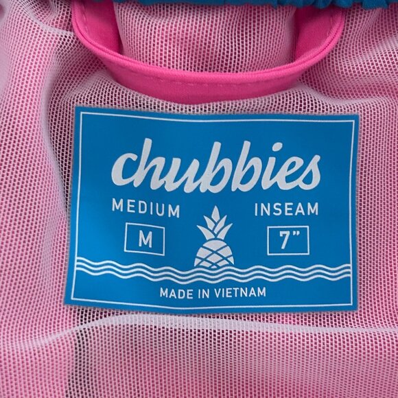 Chubbies Mens Pink Swim Shorts Medium 7" Inseam Mesh Liner & Back Zipper Pocket - Picture 3 of 5